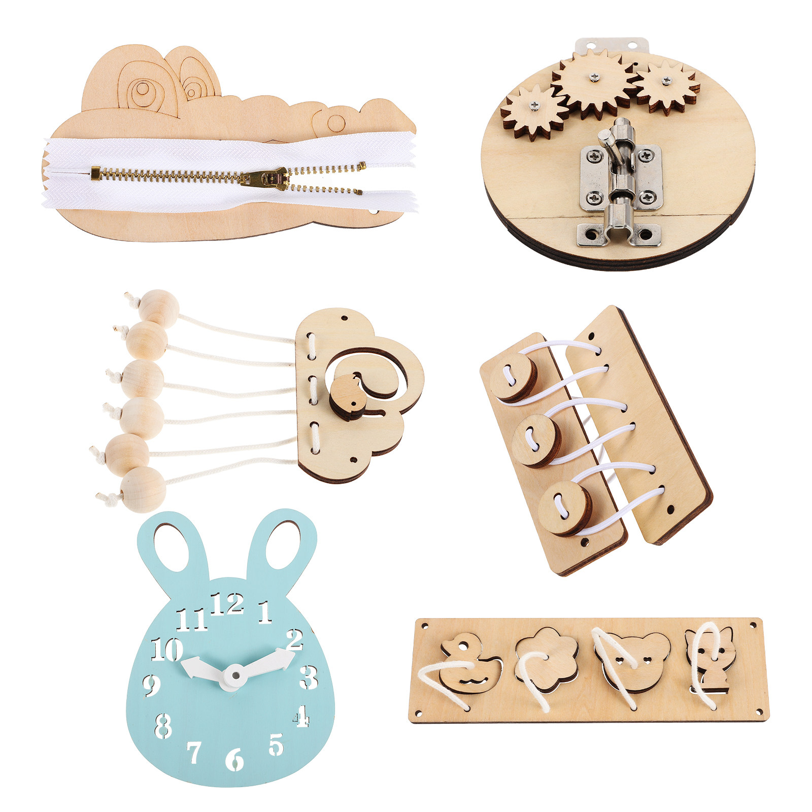 6-częściowy zestaw Montessori  – Montessori Wooden Busy Board Toddler recenzja i cena